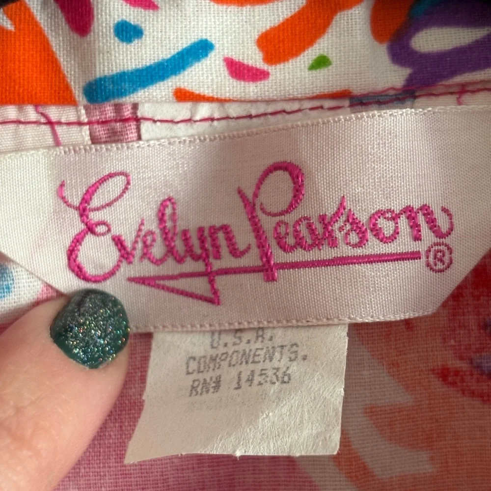 VTG EUC‎ 70s Evelyn Pearson XL Pearl Snap House Dress Floral Pockets Hot Pink
